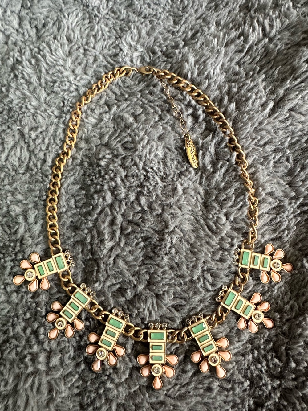 Plunder Gold-Tone Mint & Blush Statement Necklace